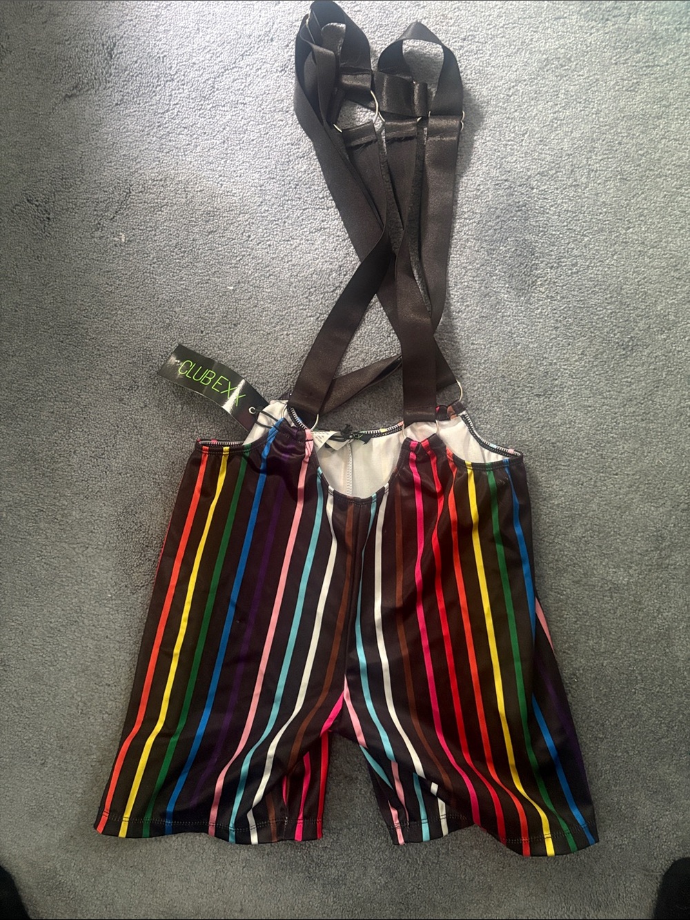 Dolls Kill Black Suspender Rainbow Stripe Kids Overalls